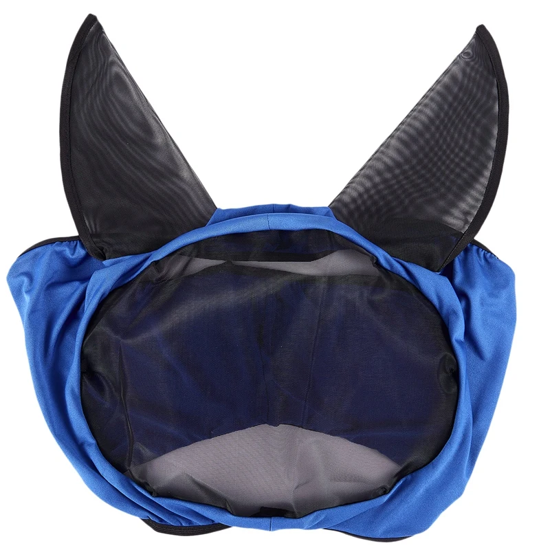 Новая маска для верховой мухи, покрытие для ушей, полное лицо, доспехи, сетка для домашних животных, защита от УФ-лучей, защита для лошади, дышащая противомоскитная маска - Цвет: Blue