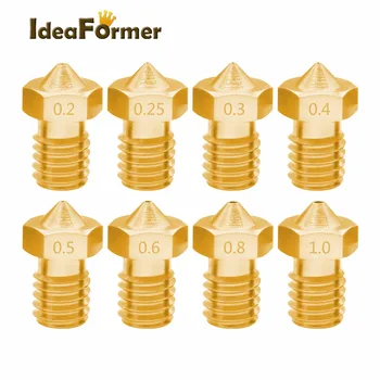 

5pcs 3D Printer Accessories V5 V6 M6 threaded Nozzle 0.2 0.25 0.3 0.4 0.5 0.6 0.8 1.0mm for 1.75mm 3.0mm filamnet Full Metal E3D