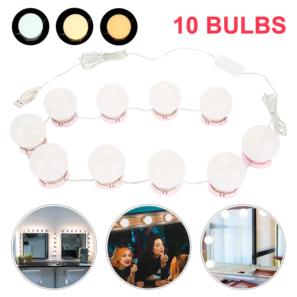 

10pcs LED Light Bulbs DressingTable Mirror Vanity USB Charging Port Cosmetic Make up Mirrors Bulb Adjustable Brightness Lights