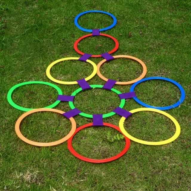 10 Pcs Hopscotch Ring Game Toys for Kids PE Teaching Aid Sport Toy Sensory Integration Training Play Set for Preschool Children 1