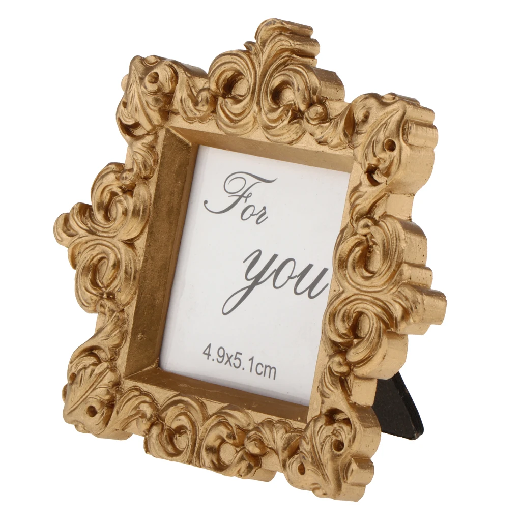 MagiDeal Banquet Antique Retro Gold Picture Photo Frame Wedding Birthday Party Table Place Card Decor 9x10cm