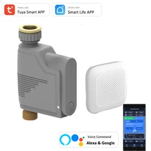 

Alexa Google Tuya Wireless Watering Valve Timer Programmable Water Hose Faucet Smart Sprinkler Timer with Hub Water Flow Meter