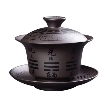 

Vintage Tea Bowl Chinese Yixing Purple Clay Tea Tureen Zisha Cup Lid Saucer Set Kung Fu Teaware Drinkware Gaiwan Decor Crafts