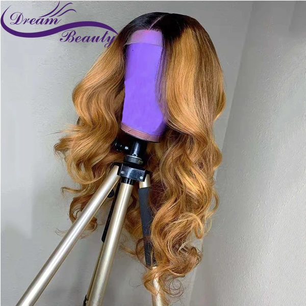 Dream beauty Ombre 13x6 волнистые кружевные передние 180 густые человеческие волосы парики с детскими волосами бразильские волосы remy отбеленные узлы