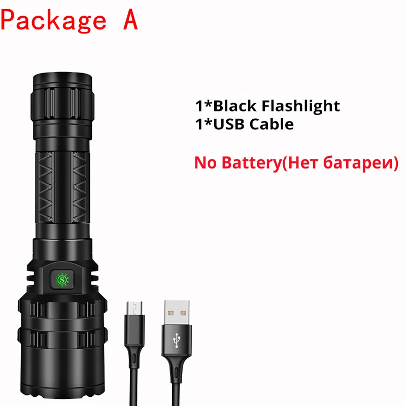 A 6500LM Professional Most Powerful Xhp50.2 Led Flashlight USB Rechargeable Waterproof Torch camping,hunting use 18650 battery - Испускаемый цвет: A