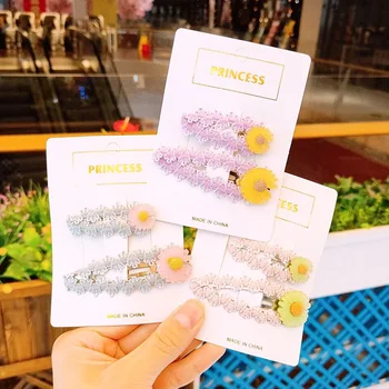 

Children Barrettes Parent and Child-Japanese-style Lace Daisy Headband Girls Headdress Korean-style BB Clip Hair