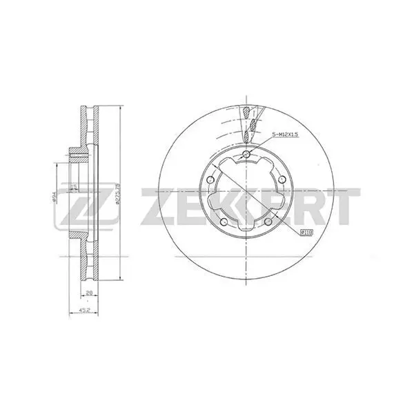 Диск торм. перед. NISSAN Cabstar 06- Cabstar E 98 ZEKKERT bs-57