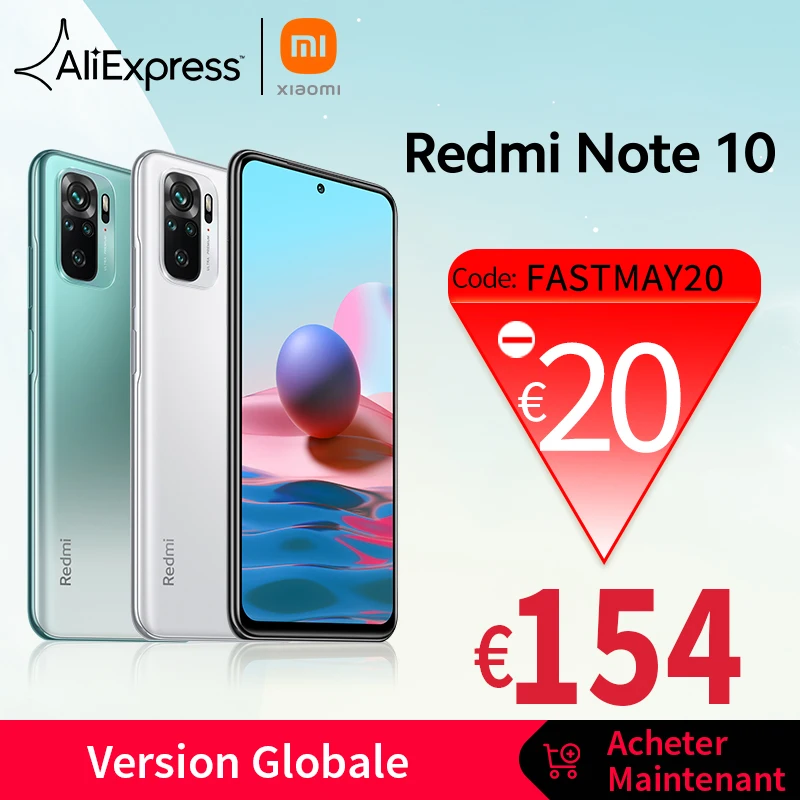 [World Premiere In Stock] Global Version Xiaomi Redmi Note 10 Smartphone Snapdragon 678 AMOLED Display 48MP Quad Camera 33W