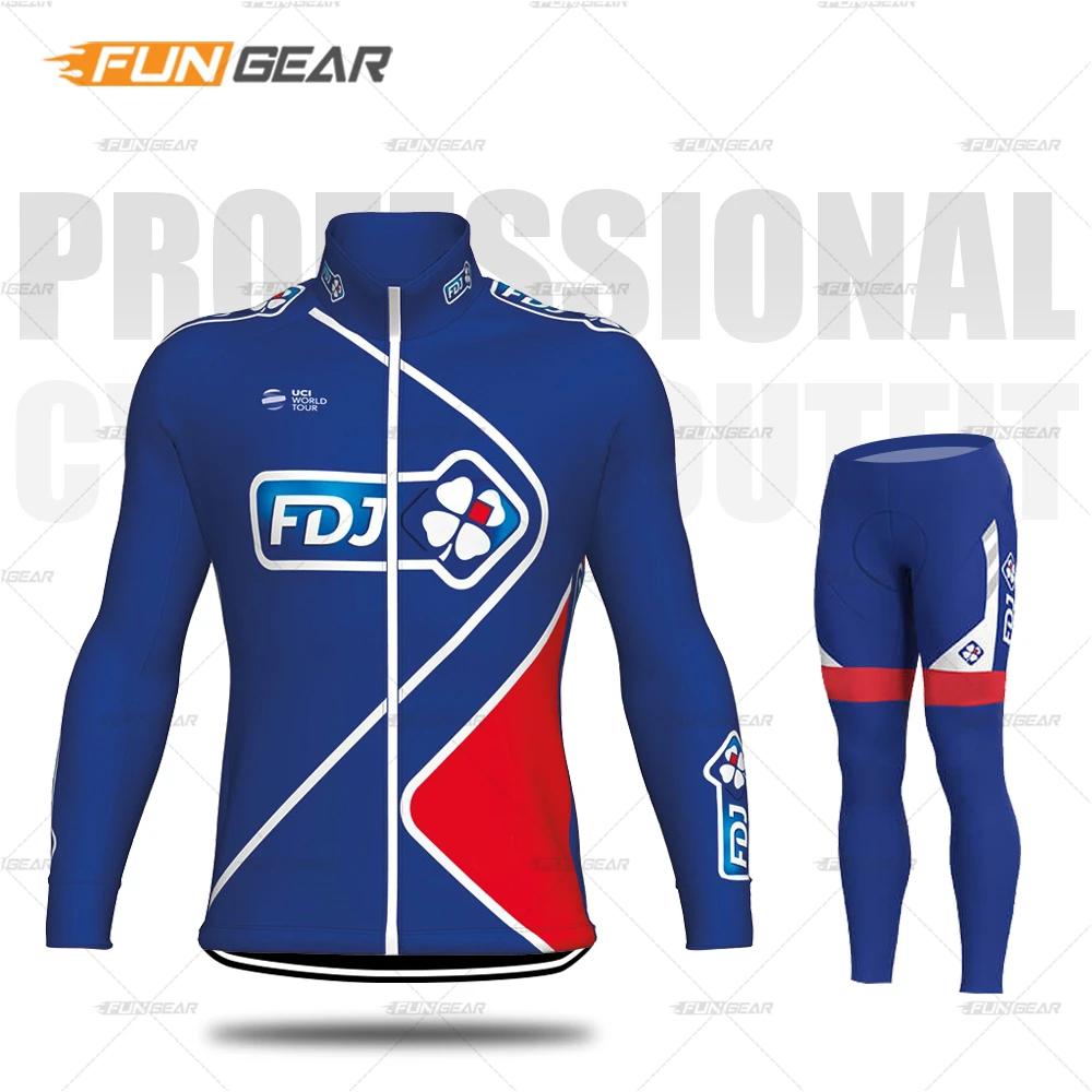Pro Team FDJ велосипедная одежда с длинным рукавом Джерси комплект гоночная Одежда MTB Униформа дышащий триатлонный костюм Майо Ropa Ciclismo - Цвет: Normal Cycling Set