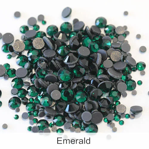 Emerald Стразы DMC с горячей фиксацией, много цветов, стразы из стекла, стразы для свадьбы Y0002 - Цвет: Emerald