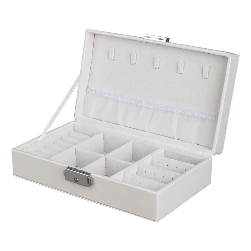 

Fashion Portable Jewelry Box White Black PU Leather Multi-function Necklace Earrings Ring Jewelry Storage Box Jewelry Holder