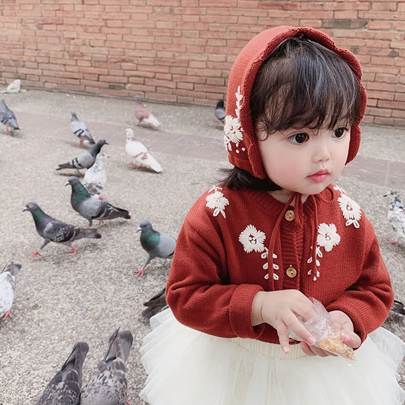 jiao tang red Новое поступление, одежда для маленьких девочек на весну-осень, детский вязаный кардиган, Повседневные свитера с круглым вырезом, одежда для малышей, LZ178 - Цвет: jiao tang red