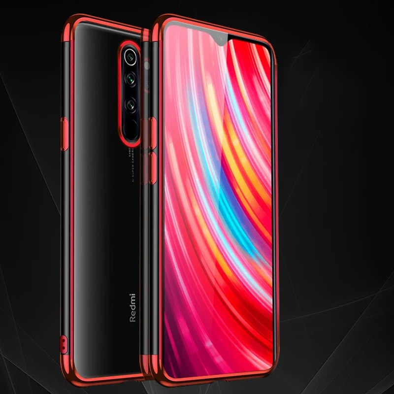 Для Xiaomi Redmi Note 8 Pro Чехол с покрытием мягкий прозрачный чехол для телефона задняя крышка для Xiaomi Redmi Note 8 Note8 Pro чехол s - Цвет: Красный