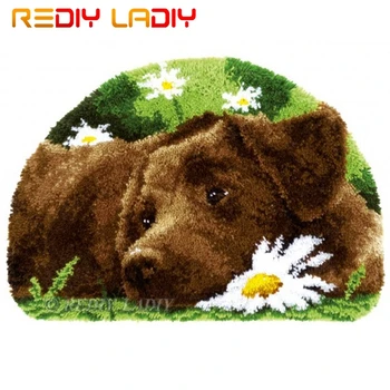 

Latch Hook Kits Make Your Own Rug Dog with Daisy Tapestry Crochet Cushion Mat DIY Carpet Rug Pre-Printed Canvas Hobby & Crafts