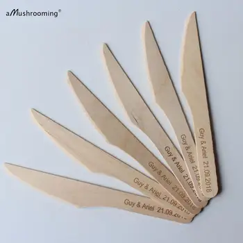 

Personalized Name Wooden standard Knives 14cm Long Wood Cutlery Rustic Wedding 50 pieces cocktails cutlery serving knife bridal