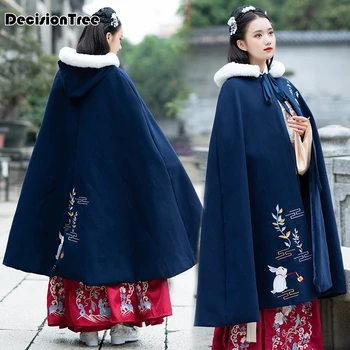 

2020 hanfu women and cloak costumes chinese style embroidery flower coat chinese traditional and ancient coat