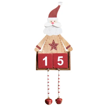 

Christmas Advent Countdown Calendar Wooden Pattern with Painted Blocks Holiday Home Ornament Decor