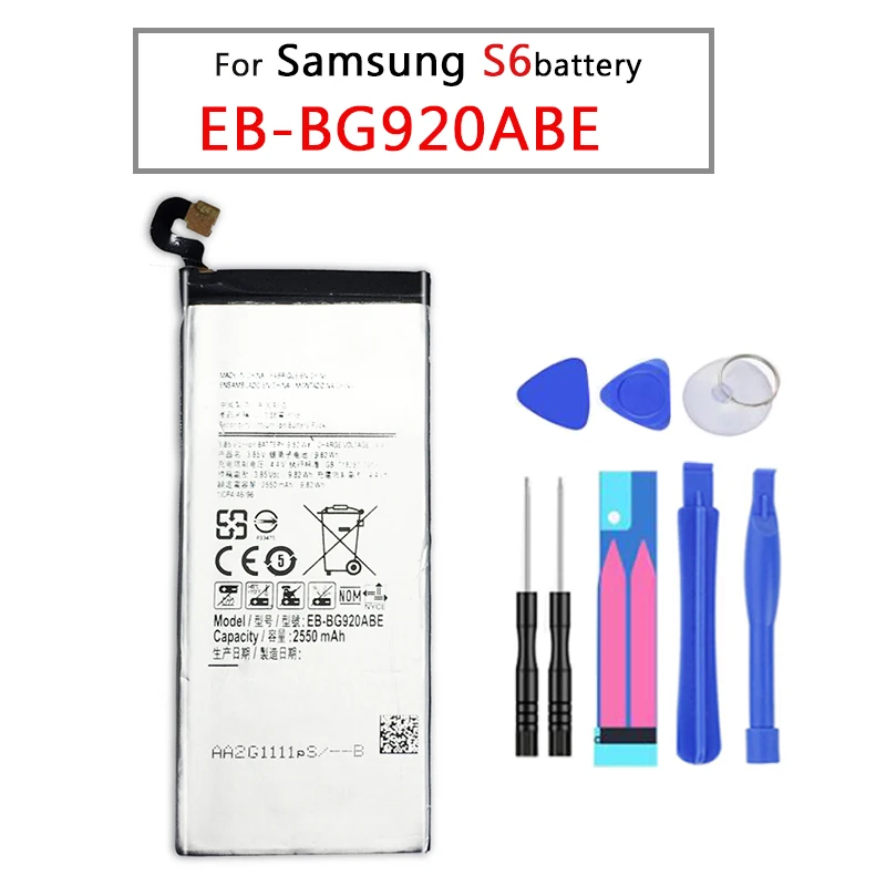 Телефон Батарея для samsung Galaxy S5/S6/S7/S6 S7 Edge/s7 edge G900S SM-G9200 SM-G9280 SM-G9300 SM-G9350 Замена Bateria - Цвет: EB-BG920ABE  S6