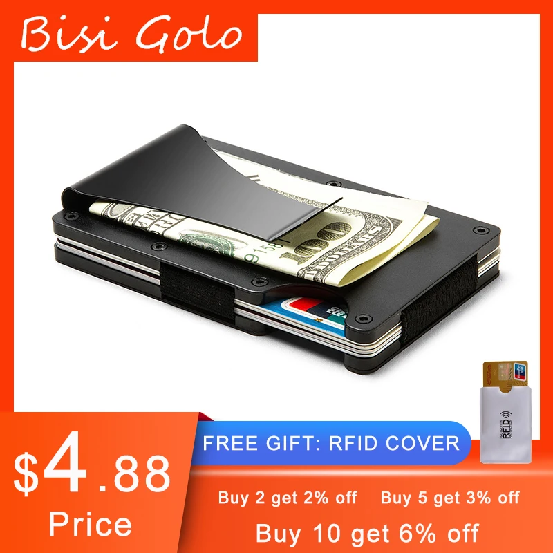 

BISI GORO 2020 Metal Card Holder Slim Card Case Anti-magnetic Wallet Bank Card Metal Holder RFID Blocking Aluminum Money Box
