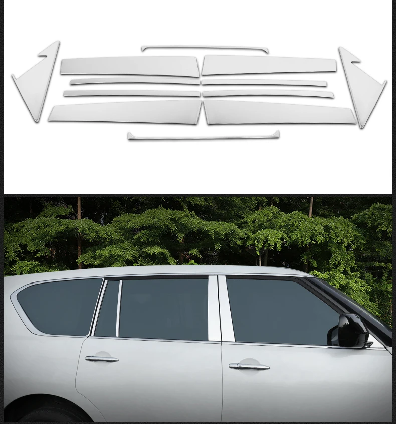 Нержавеющая сталь снаружи подоконник крышка планки для nissan patrol 2010 2011 2012 2013 y62