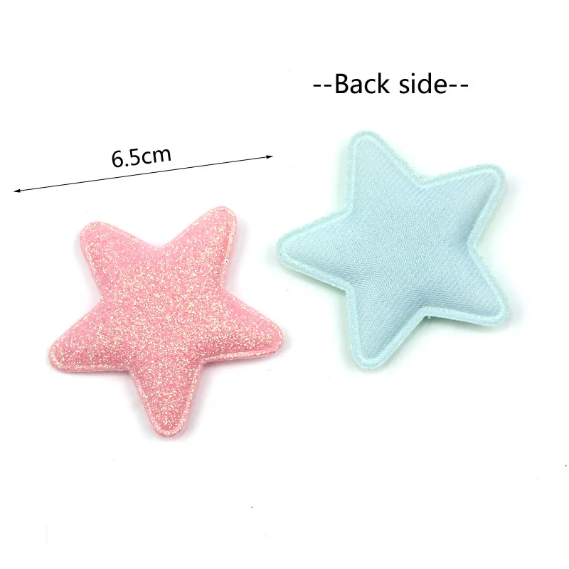 20 шт. 6 5 см блестящая Звезда стеганая аппликация для детский зажим волос палка на
