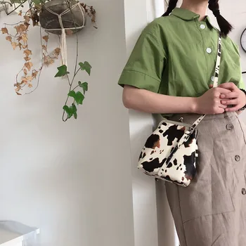 

Small bag female 2020 Korean version new cow pattern clip bag versatile fashion messenger shoulder bag