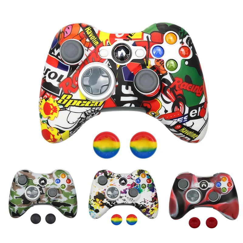 

Soft Silicone Flexible Gel Skin for Xbox 360 Controller Gaming Joystick Cover Case Rubber Protective + Thumb Sticks Caps Grips