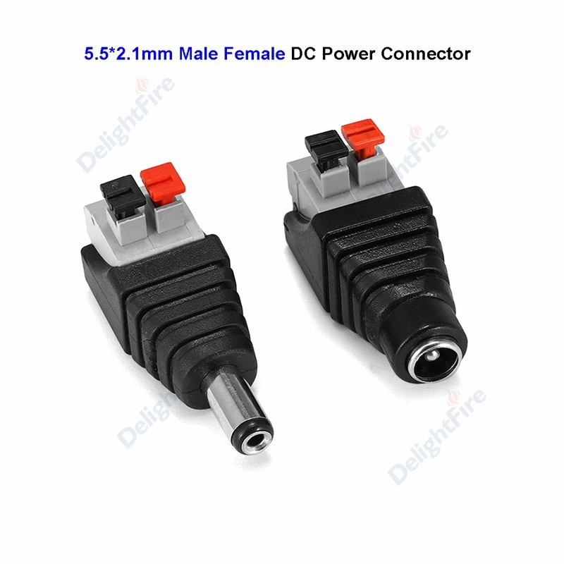 Female DC Anschluß Kabel Netzstecker Adapter 2.1x5.5mm Für LED Stripe 10X Male 