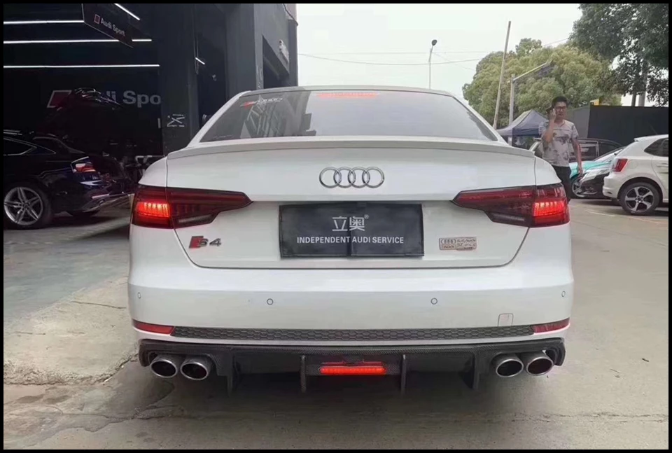 Карбур Стиль углеродного волокна задний спойлер для Audi A4 S-line S4 B9 спортивный бампер диффузор спойлеры