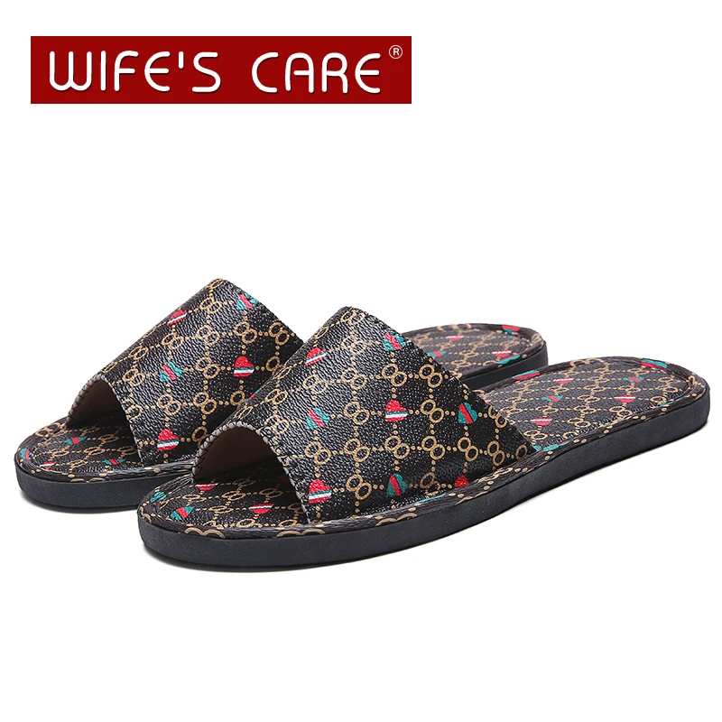 Summer Home Men Slippers Simple White Brown Blue Shoes Non-slip Bathroom Slides Flip Flops Couples Indoor Women flatform Slipper