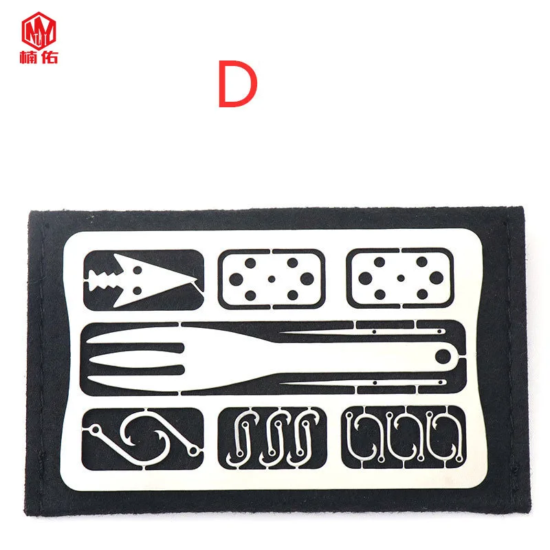 1PC Outdoor EDC Stainless Steel Fishing Hook Card Portable Fishing Hunting Multifunction Tool Card EDC Camping Survival Multi Function Tool Tool Card