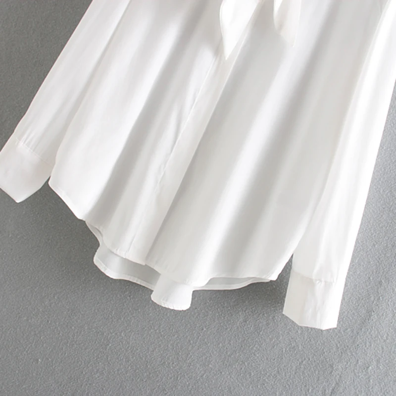 RR прямые тонкие блузки для женщин модные повседневные однотонные белые рубашки с бантом женские элегантные топы с длинными рукавами для женщин