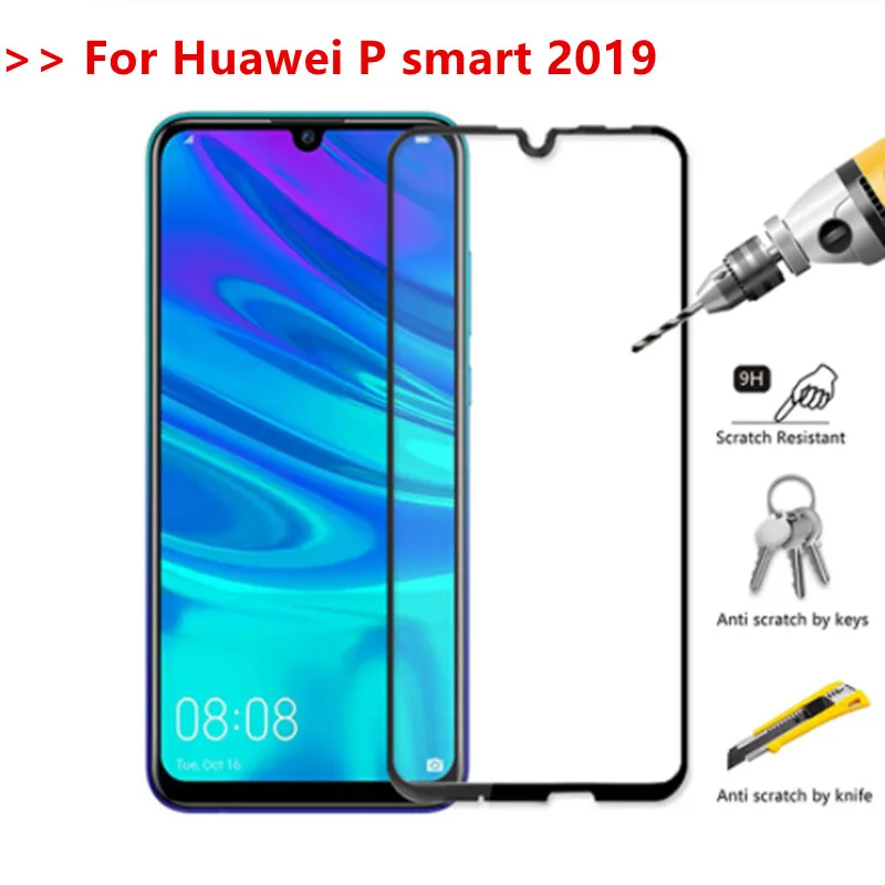Защитное стекло для Huawei p smart 2019 оригинальное Полное покрытие экрана защитная