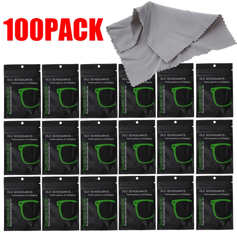 100Pcs Reusable Anti Fog Wipes Glasses Pre moistened Antifog Lens Cloth