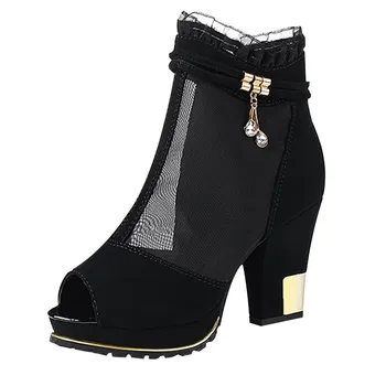 

Vogue Nice Women Boots PU Ankle Boots Spring Autumn Women Boots Ladies Roman Mesh Booties Shoes Plus Size 35-51 Jly25