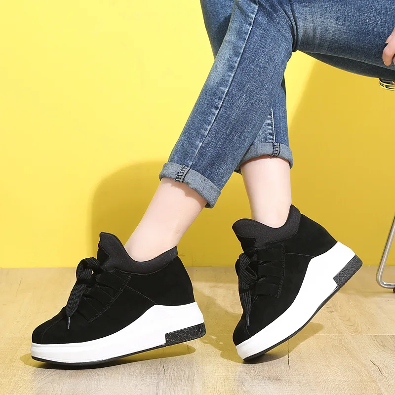 

Kxx-33 Elevator Shoes Women's Slanted Heel Korean-style Fashion Thick Bottomed Lace-up Versatile Students Casual Sports Shoes Fa