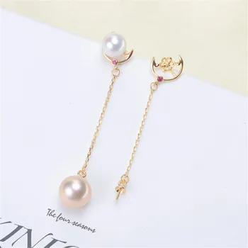 

HOT High Quality S925 Sterling Silver Stud Earrings Settings DIY Pearl Earring Hooks Findings Women's Jewelry Making Accessories