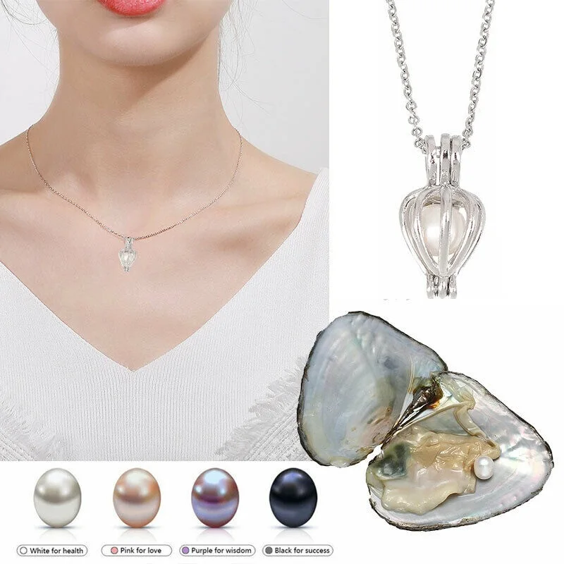 Ожерелье с подвеской "жемчужина любви", подарочный набор в коробке, сделай сам, натуральный пресноводный аквакультура, ожерелье с моллюском, сказочный подарок для влюбленных