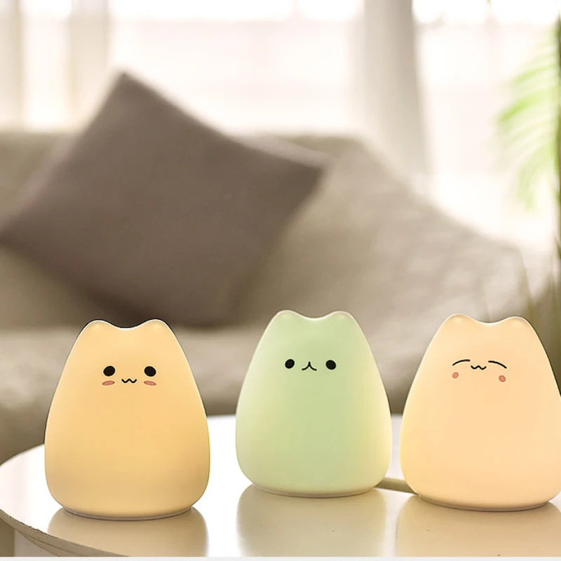 

LED Night Touch Sensor Lamp Cat Silicone Lamp Colorful Sleepping Bulb Bedroom Desktop Decor Atmosphere Light Baby Sleep Light