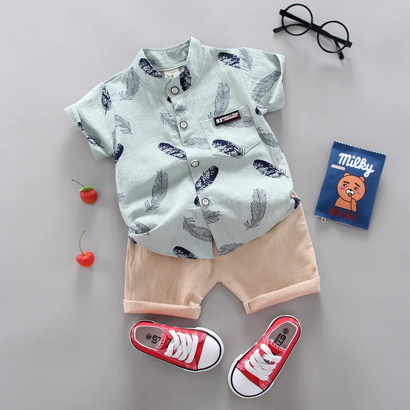 New Summer Baby Clothing Children Boys Fashion Printed Shirt Shorts 2Pcs/Sets Toddler Casual Cotton Clothes Suit Kids Tracksuits 2