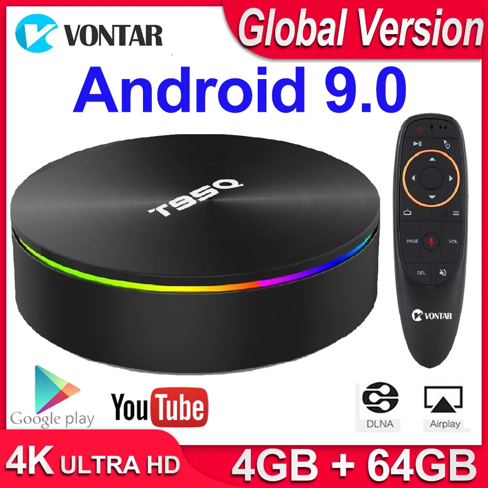 T95Q 4GB 64GB Android 9,0 TV BOX 4K reproductor de medios DDR3 Amlogic