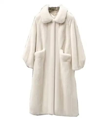 Parker пальто из искусственного меха, норковая шуба, Женская свободная S-7XL большого размера, зимняя длинная теплая бархатная норковая шуба для женщин зима - Цвет: pure white