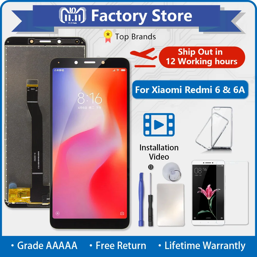 ЖК-дисплей для Xiaomi Red 6A с сенсорным экраном и дигитайзером в сборе рамкой Redmi