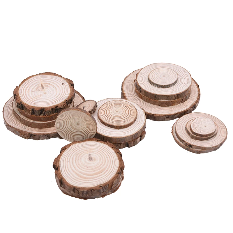 3-12 см натуральные круглые деревянные ломтики круги дерево кора бревна годовое кольцо деревянный чип для сделай сам, поделки ручной работы материал живопись украшение