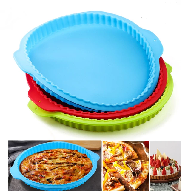 Round Pie Pan 10inch Round Wave Edge Silicone Baking Pans Cookie Bread Loaf  Pie Toast Cake