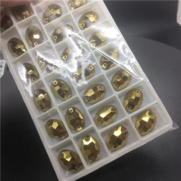 gold hemattie Topstone 11x16 мм Овальный пришить горный хрусталь Стекло Хрустальные Цвета Flatback пришить Камень для свадебного платья одежда - Цвет: gold hemattie