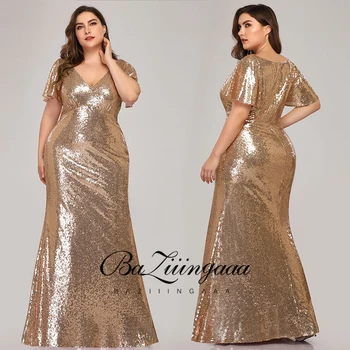 

New Elegant Woman Evening Gown Plus size slim printed long evening dress Suitable for Formal Parties