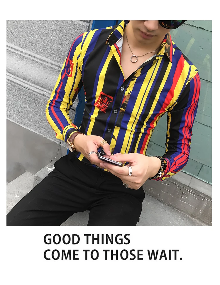 Рубашка в полоску для мужчин Camisa Social Masculina, приталенная Корейская мужская одежда, осенняя рубашка с длинными рукавами, Chemise Homme Manche Longue