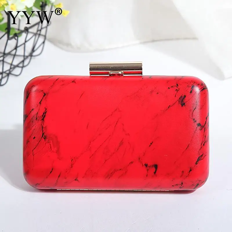 Femme Print Clutches Evening Bags Silver Pu Marble Grain Women'S Dress Sac Pochette Handbags Wedding Hardcase Clutch Purse