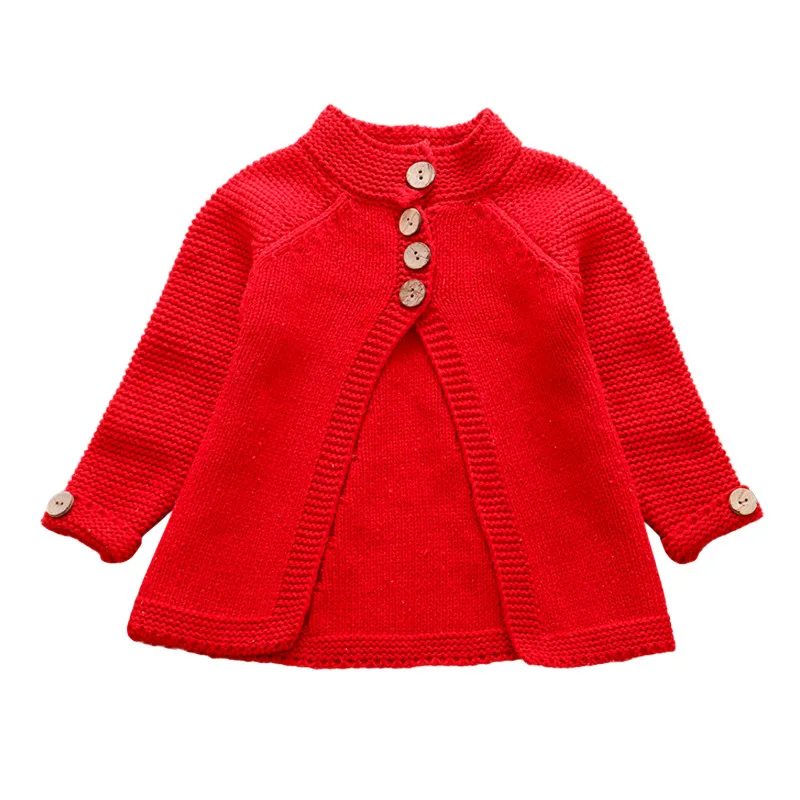 

Elegant Kid\u00b4s Sweater Coat, Fashion Long Sleeve Buttoned Round Neck Cape Shape Knitted Sweater for Autumn Winter